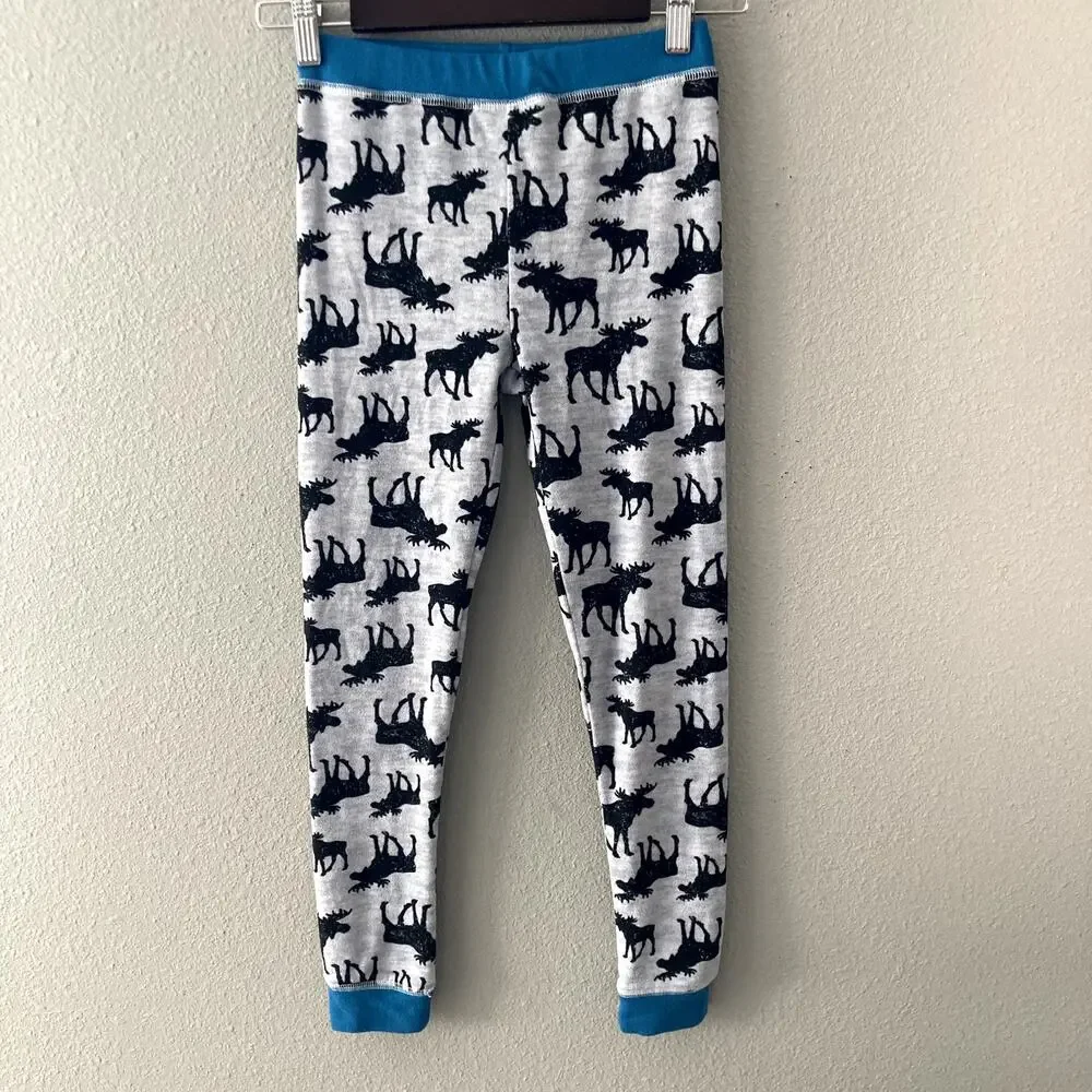 Sleep On It Moose Knit Two Piece Pajama Set - Gray Black Blue - 8